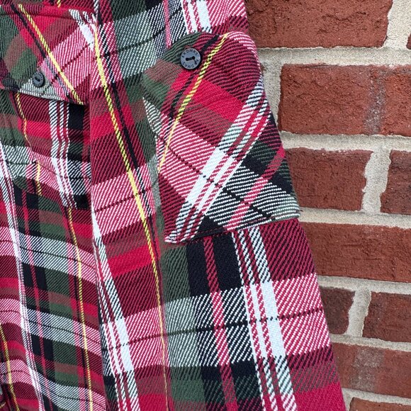AKDMKS Akademiks Flannel Shirt Mens XL Red Green Plaid Long Sleeve - Picture 5 of 10